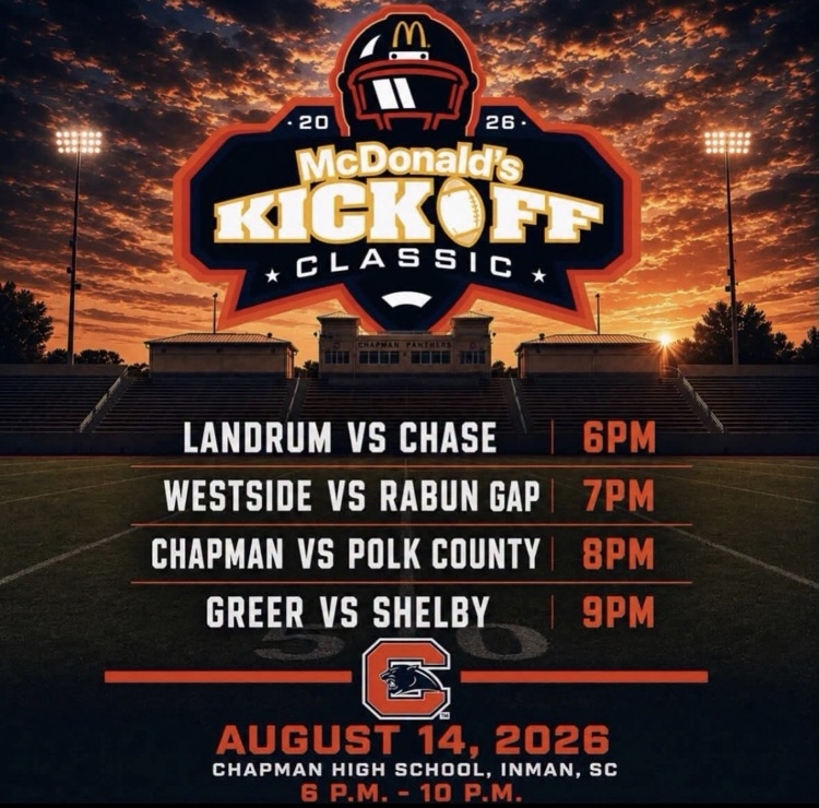 football game times. chapman plays at 8; landrum at 6