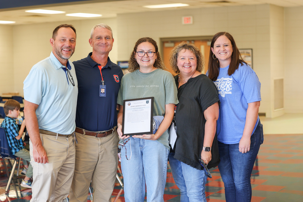 Mr. John Hodge, Dr. Smith, Ms. Bailey Condrey, Ms. Lori Condrey and Ms. Holly Switzer pose for a picture