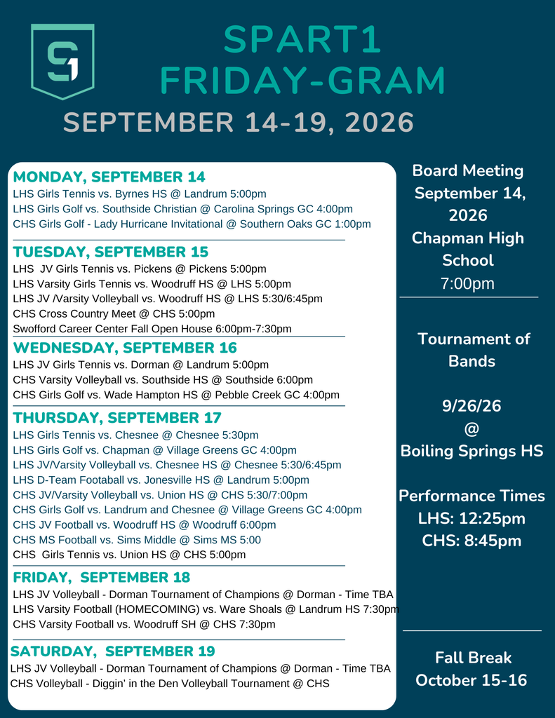 a weekly schedule of events