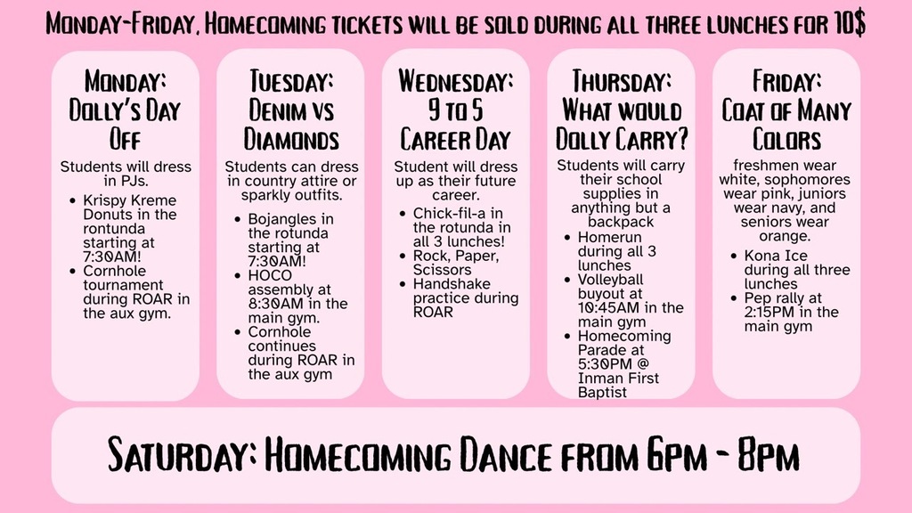 Homecoming Dress Up Days and Festivities