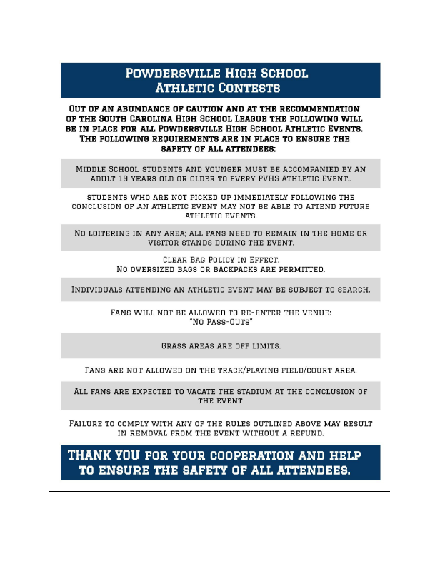 Powdersville High School Athletic Spectator Rules