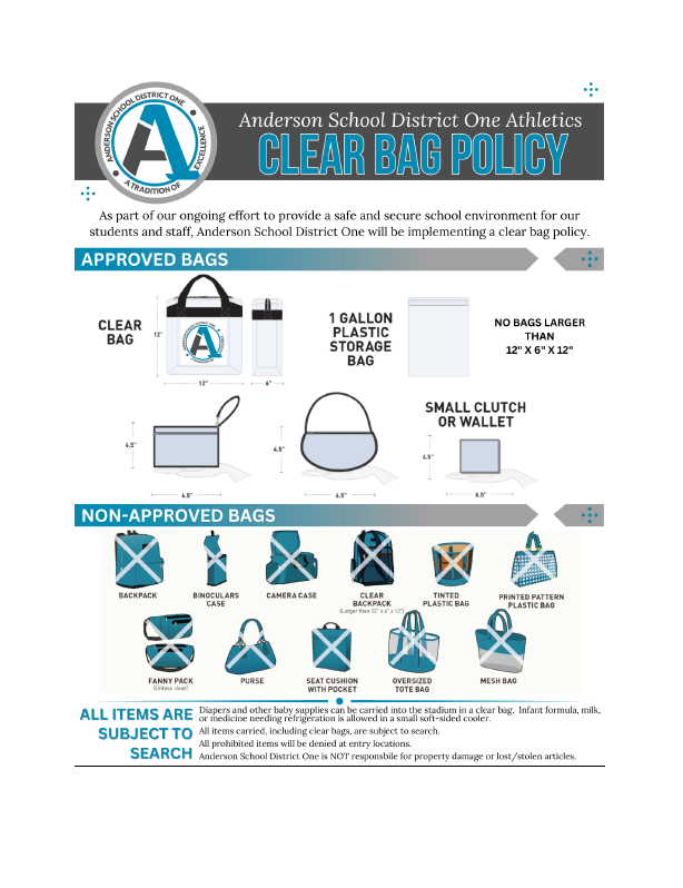 Anderson School District One Clear Bag Policy