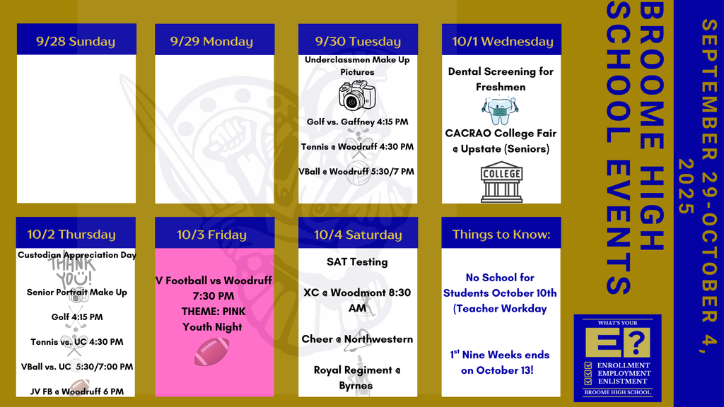 BHS  Weekly Events