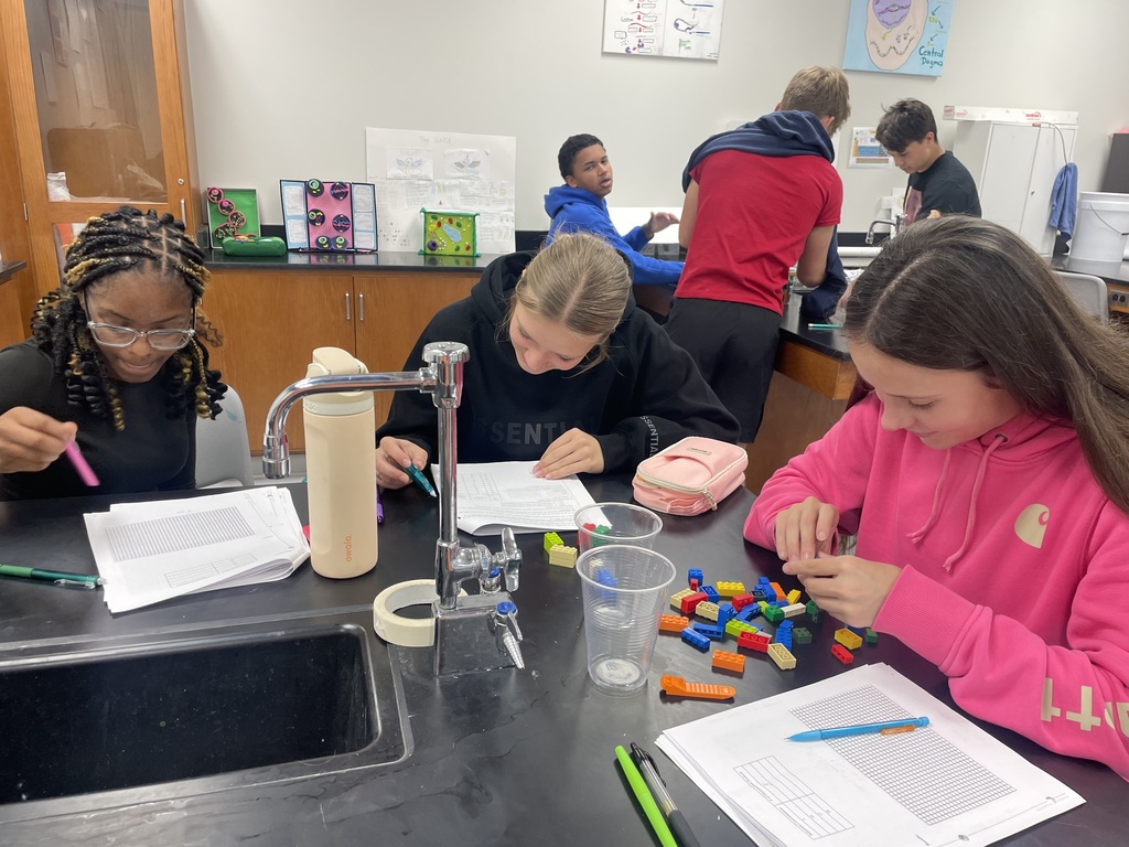 Mrs. Fox's AP Biology course assembles and disassembles Legos to represent enzyme substrate activity.