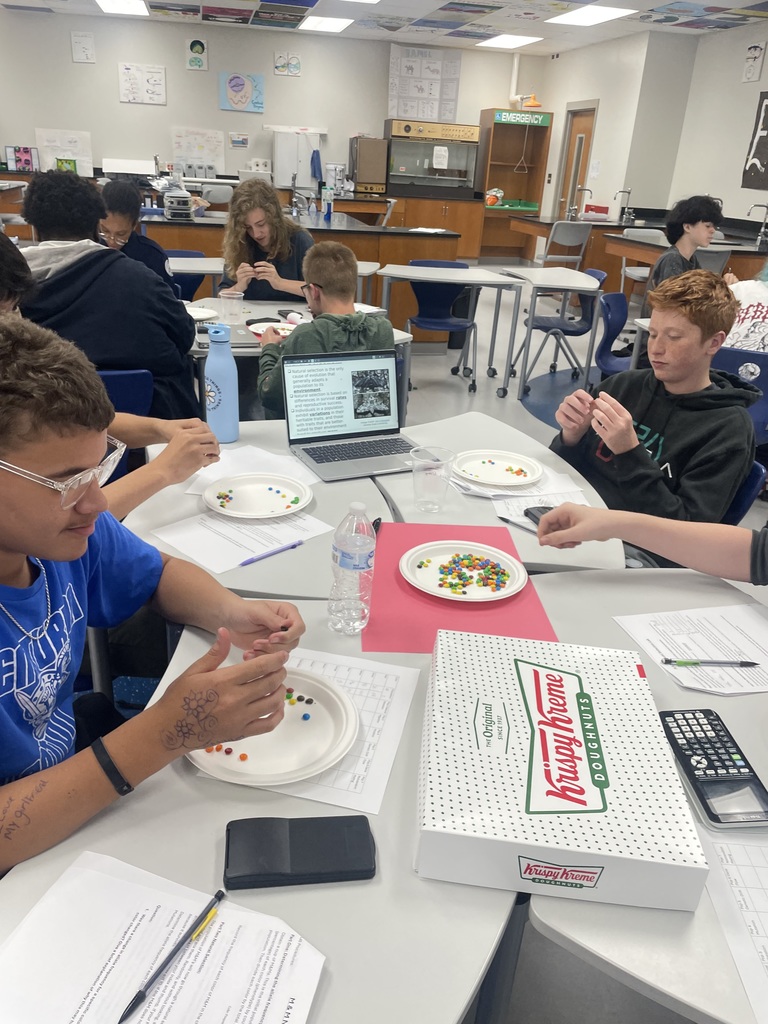 Mrs. Fox's Biology Honors classes studied population genetics using M&Ms.