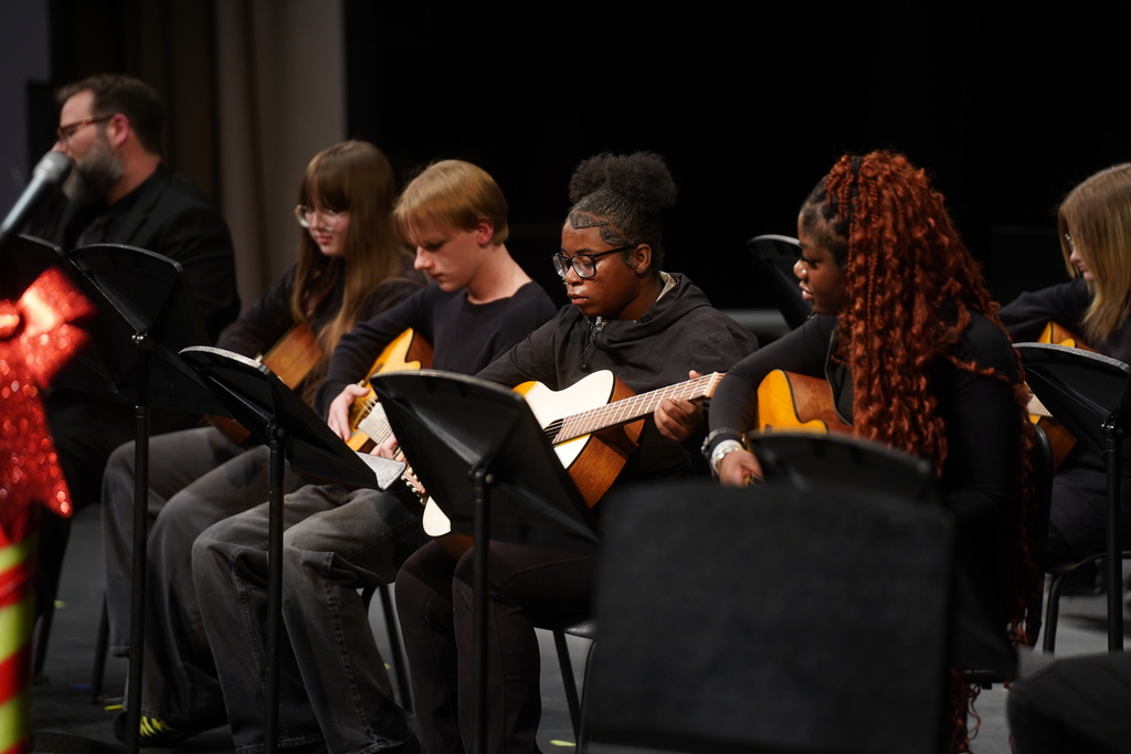 Mr. Alley was awarded a generous grant from the South Carolina Arts Commission to purchase guitars for his students. The guitars were featured in the December Song Chorus Concert, where students performed “Feliz Navidad.” This project is funded in part by the South Carolina Arts Commission, which receives support from the National Endowment for the Arts. The guitars will continue to be used throughout the year in Mr. Alley’s Guitar Club. Congratulations, Mr. Alley, on this wonderful achievement!