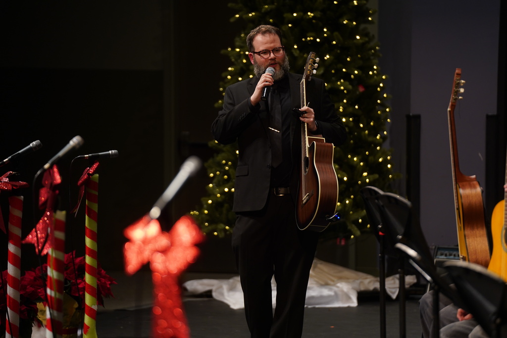 Mr. Alley was awarded a generous grant from the South Carolina Arts Commission to purchase guitars for his students. The guitars were featured in the December Song Chorus Concert, where students performed “Feliz Navidad.” This project is funded in part by the South Carolina Arts Commission, which receives support from the National Endowment for the Arts. The guitars will continue to be used throughout the year in Mr. Alley’s Guitar Club. Congratulations, Mr. Alley, on this wonderful achievement!