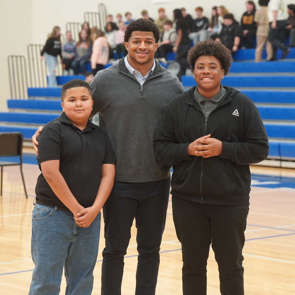 D'Marco Jackson speaks to Clifdale Middle students during Clifdale Middle School's Black History Program