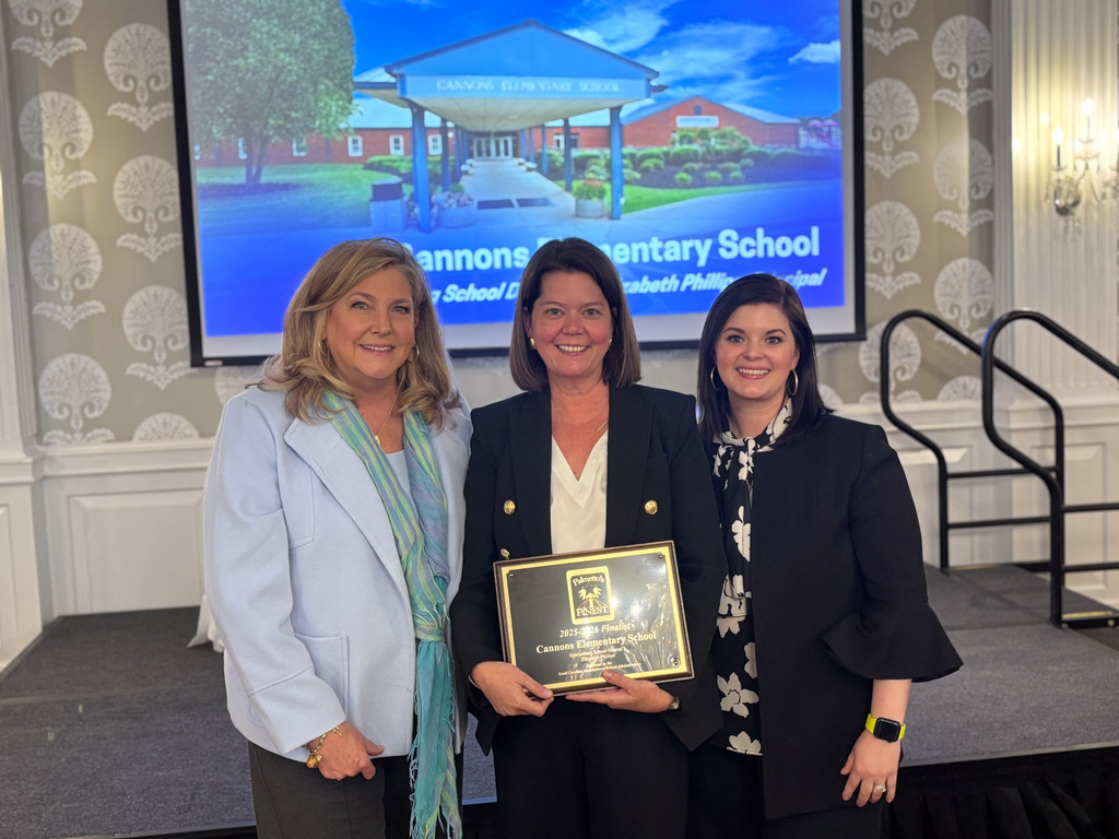 Yesterday, Cannons Elementary School Principal Mrs. Phillips officially accepted the 2025-26 Palmetto's Finest Finalist Award on behalf of Cannons Elementary, accompanied by Assistant Principal Mrs. Kyle and D3 Superintendent Dr. Fowler.  This outstanding recognition is a credit to the hard work of our Cannons Elementary students, staff, and administrators!  Winners will be announced next month. Congratulations, Cannons Champions! #dreambig