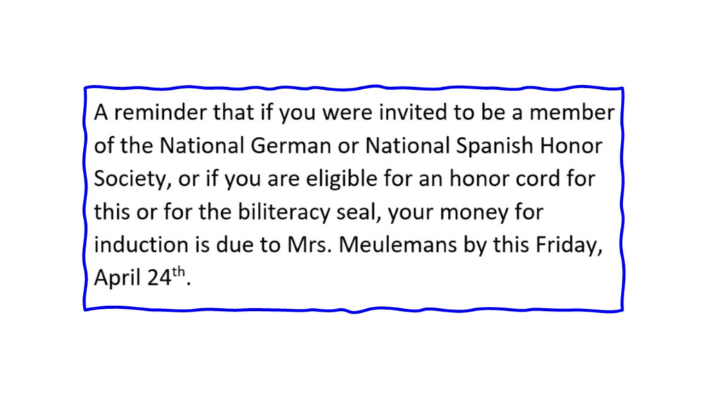 National Spanish &  German honor society