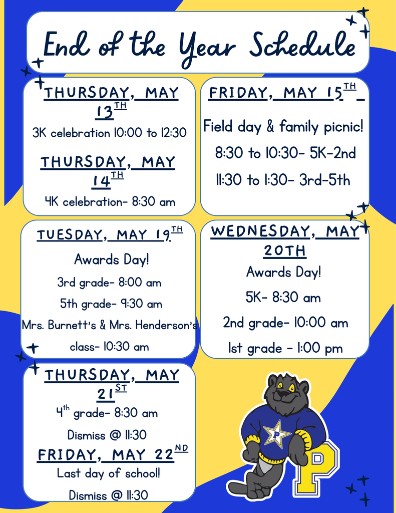 End of the year schedule