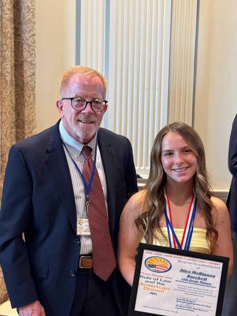 Alice McKinnon Burchett wins the 10th grade division of a local Law Day Essay Contest