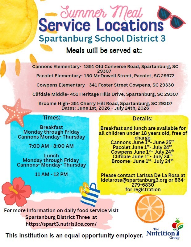 Summer Meal Schedule 2026