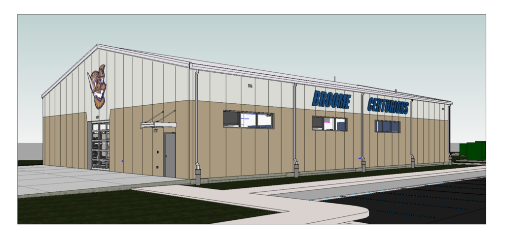 A rendering of the new weight room facility at Broome High School