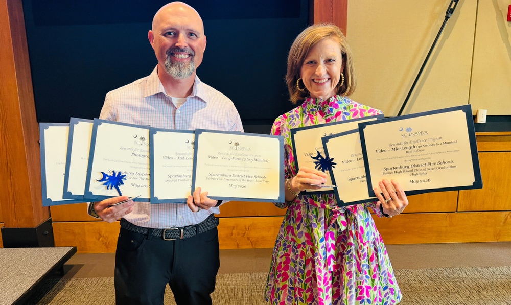 Spartanburg 5 Communications Department poses with their awards.