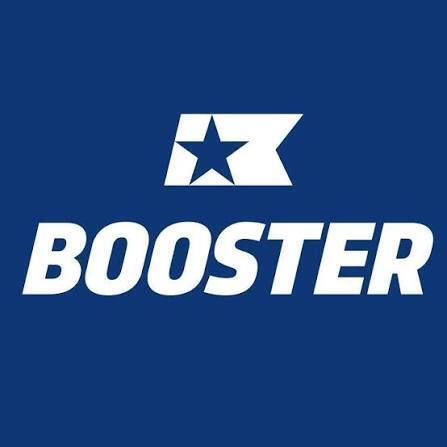 boosterthon logo in blue and white