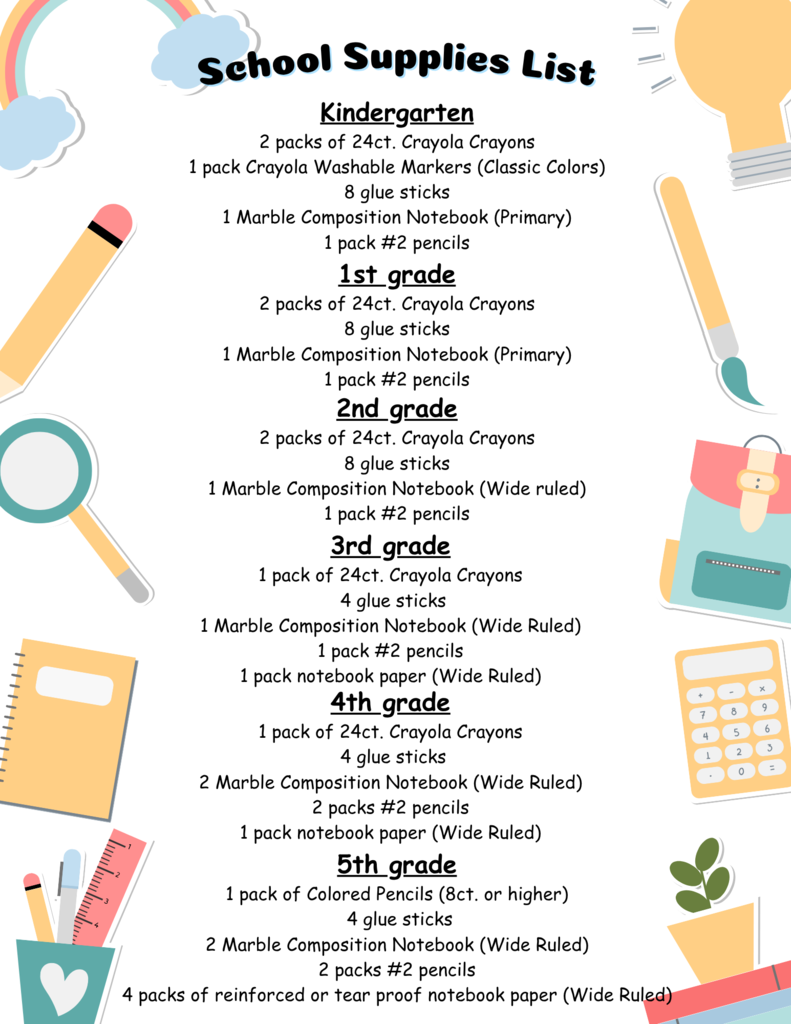 25-26 School Supply List