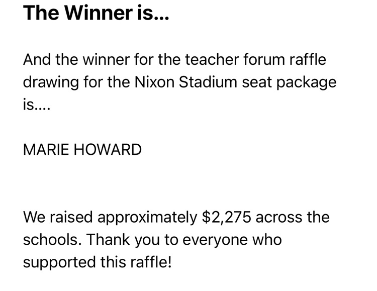 Teacher Forum Raffle Winner