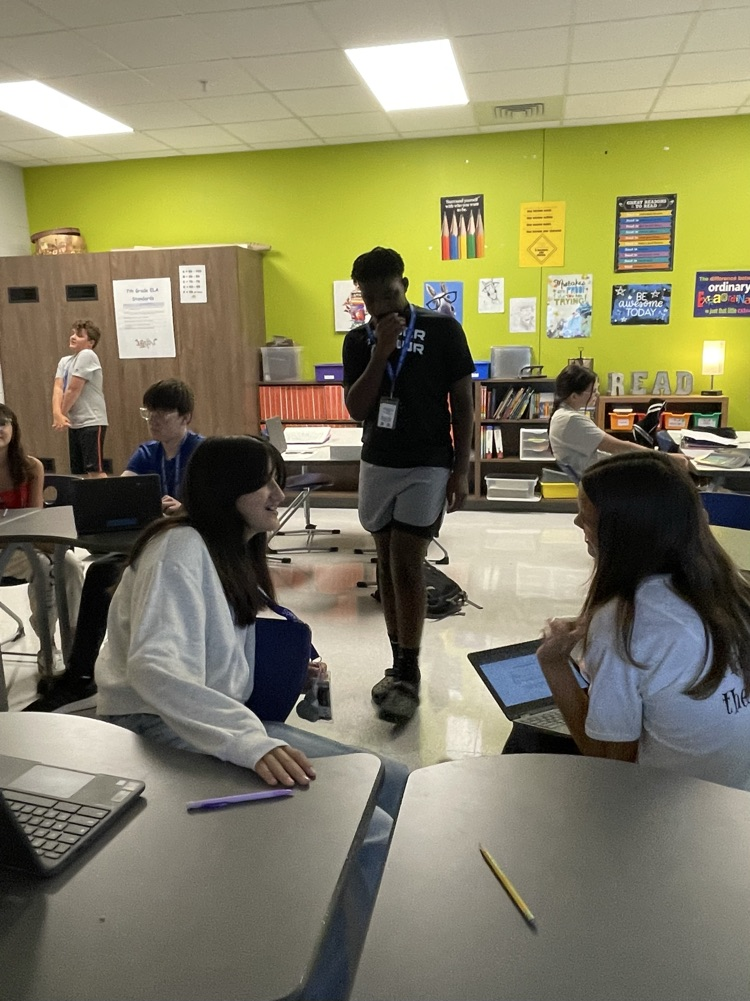 students interviewing each other