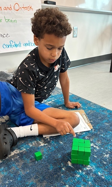 Jone's class using blocks to explore volume