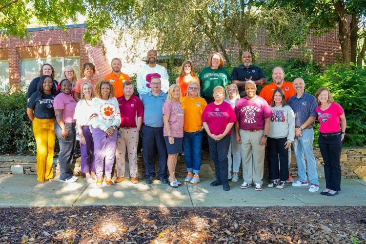 district leaders on college colors day 