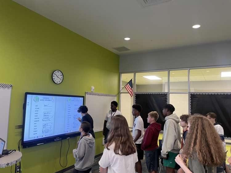 students in the library