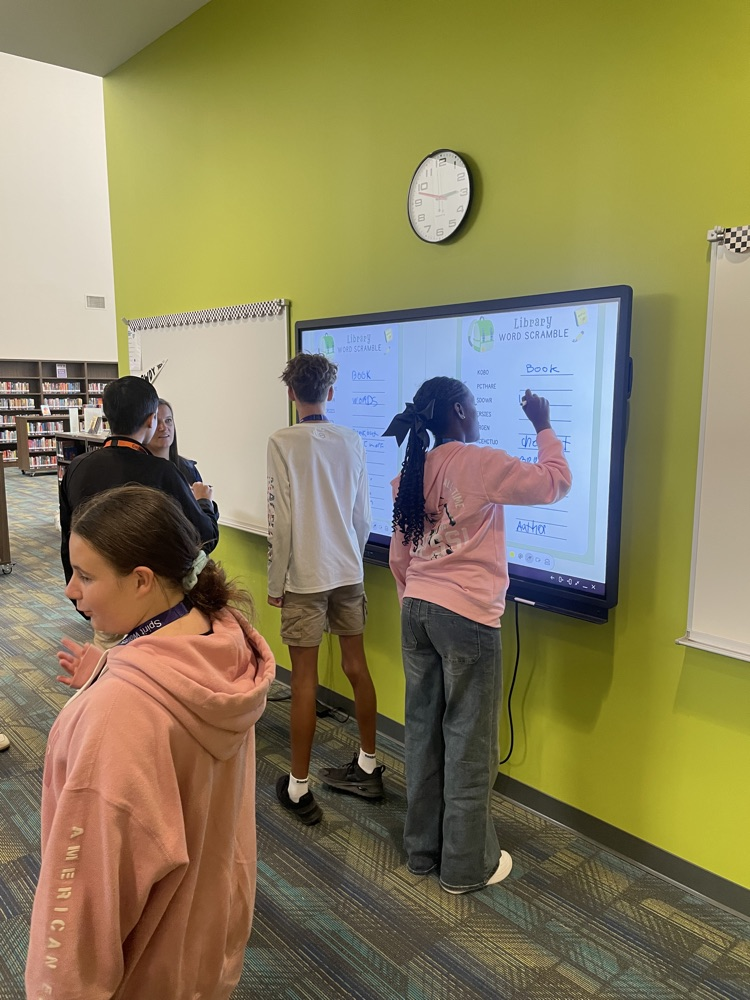 students in the library