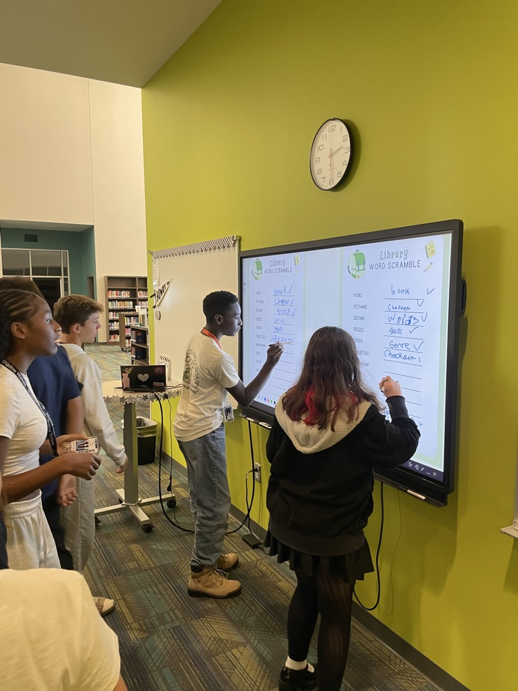 students in the library