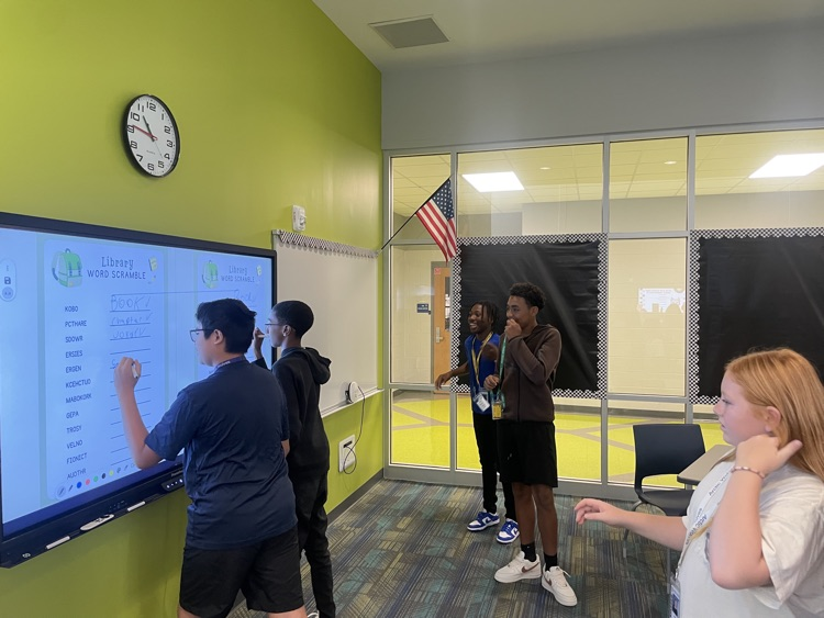 students in the library