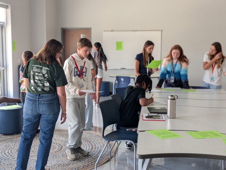 students working on writing