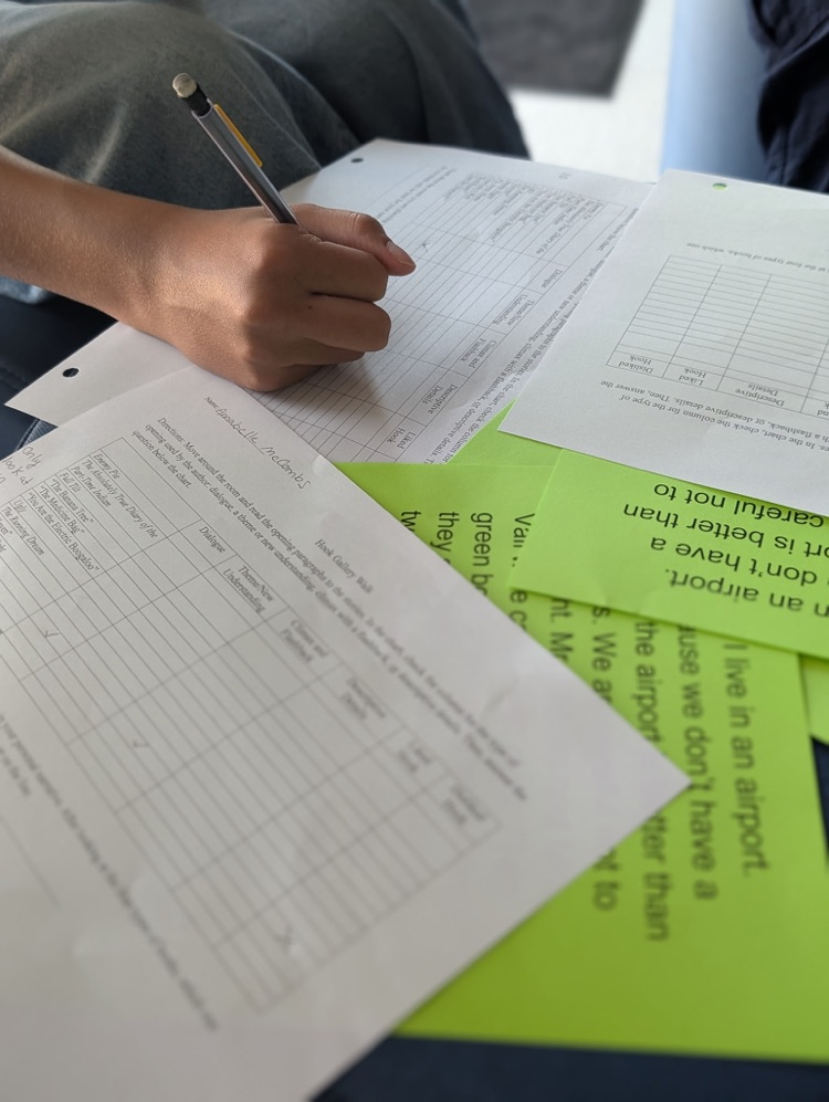 students working on writing