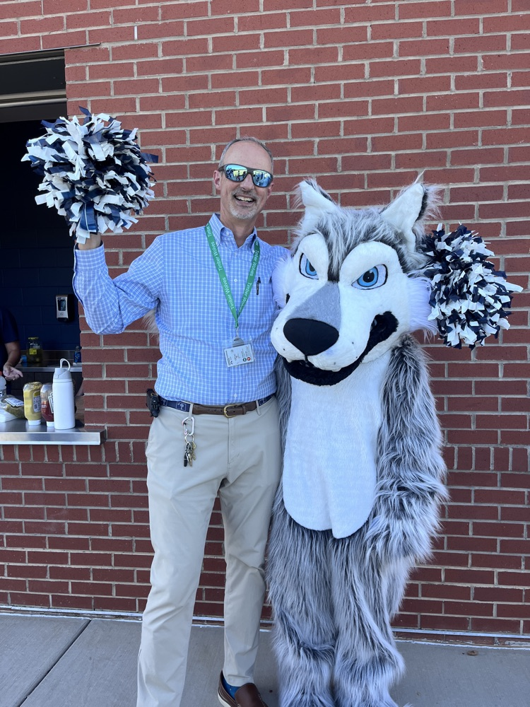 Mr Dean with the mascot 