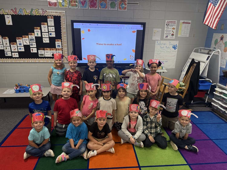 Johnny Appleseed Day snack and hat making with Ms. Bulleman’s class