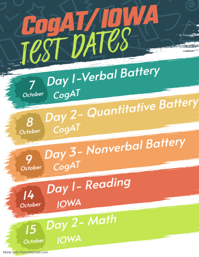 CogAT/IOWA Test Dates