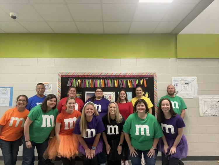 kids and teachers wearing house colors