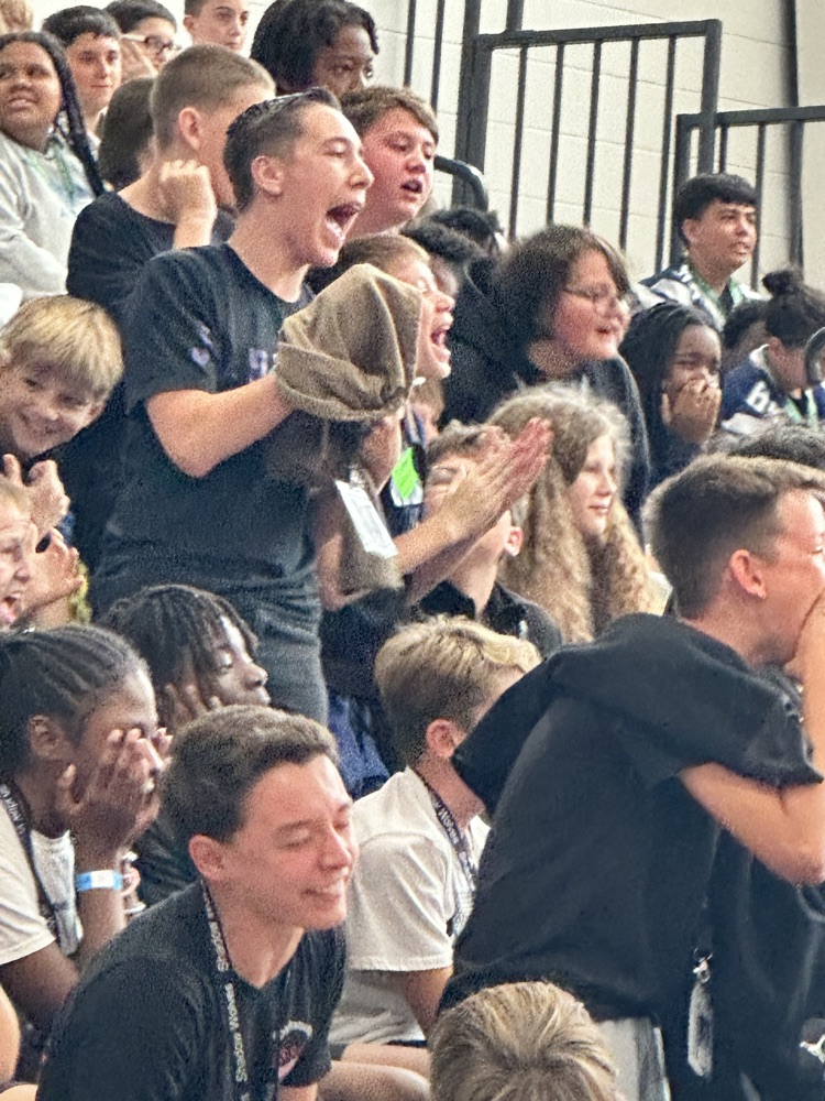 kids and teachers at the pep rally