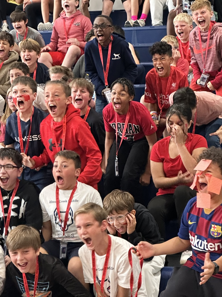 kids and teachers at the pep rally