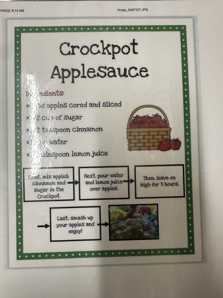 Mrs. Miller's class makes apple sauce!