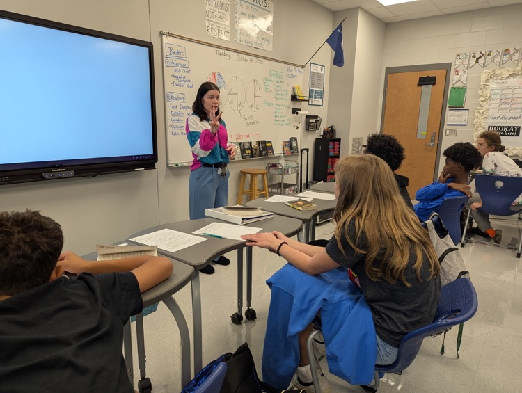 students in ELA class with pie charts