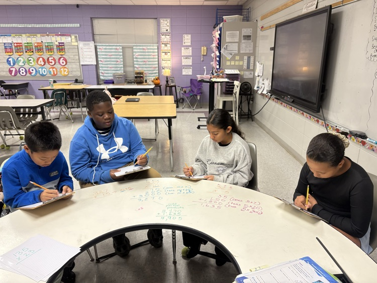 students working on math