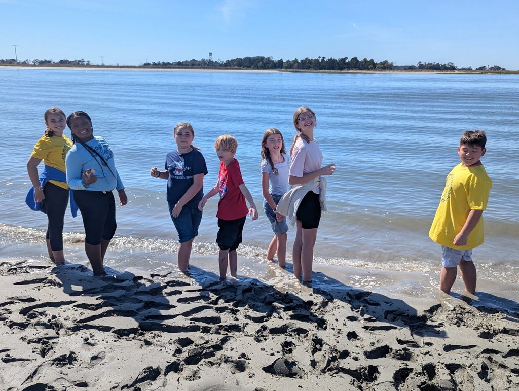 students on beach
