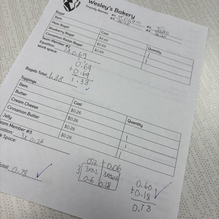 5th grade bagel math
