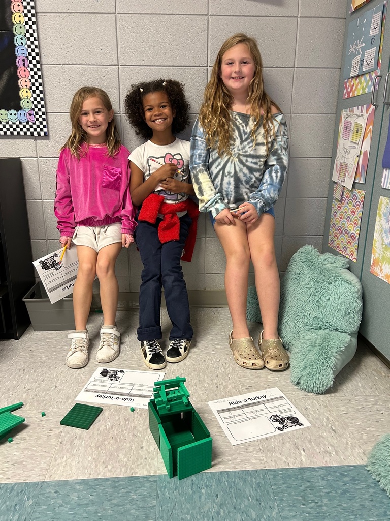 Mrs. Cloonan's class reviewed place value by building turkey forts out of base ten blocks and determining the value of their completed fort.