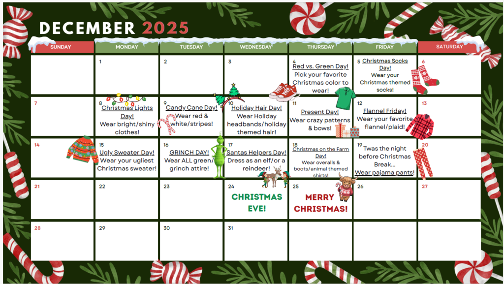 Holiday Dress-up days