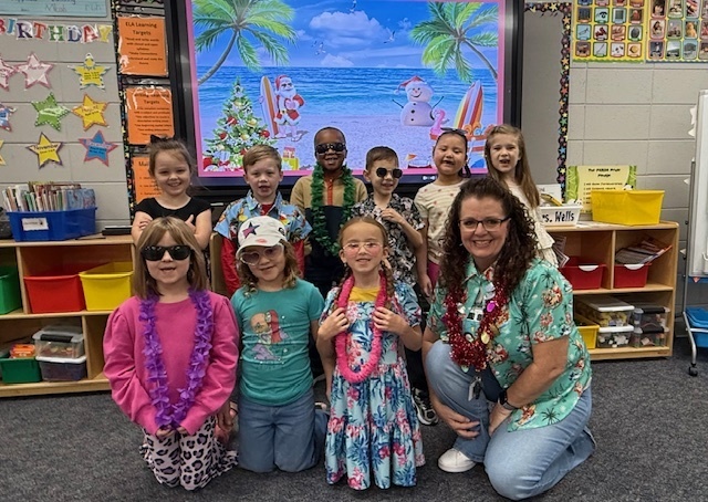 Students dressed for Christmas Vacation Day