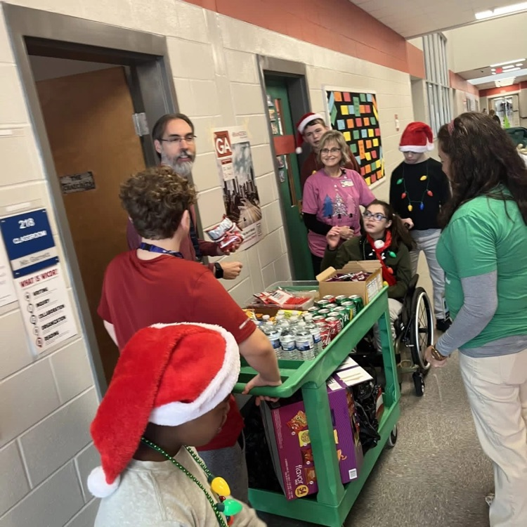 kids and a cheer cart 