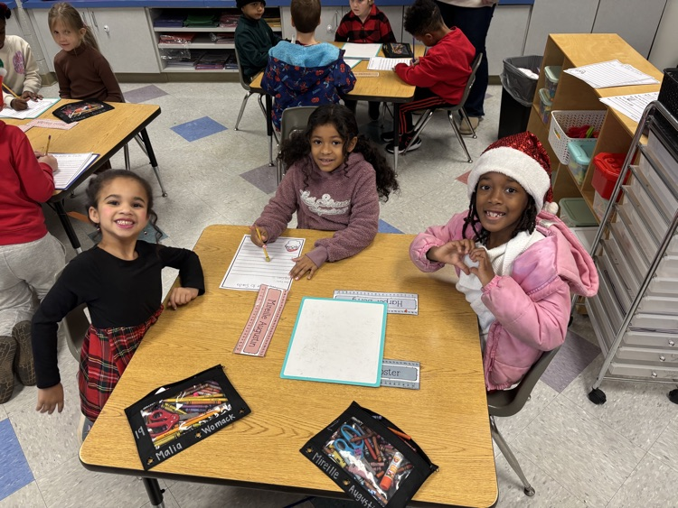 students writing letters