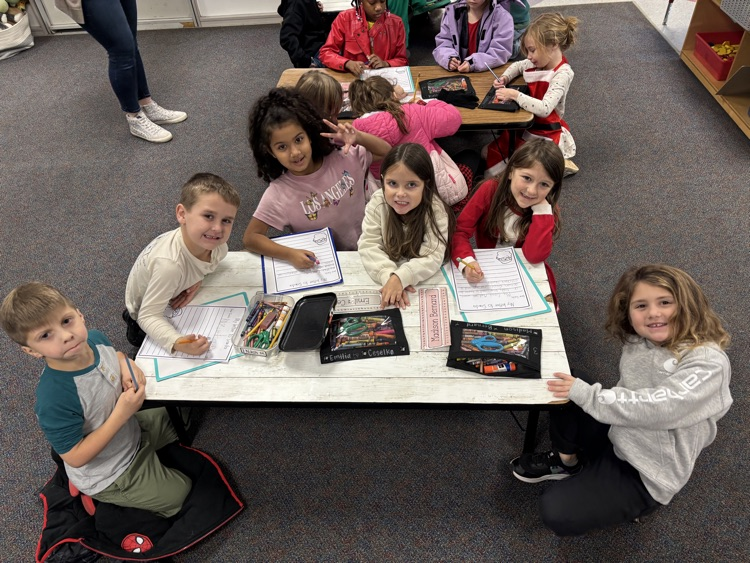 students writing letters