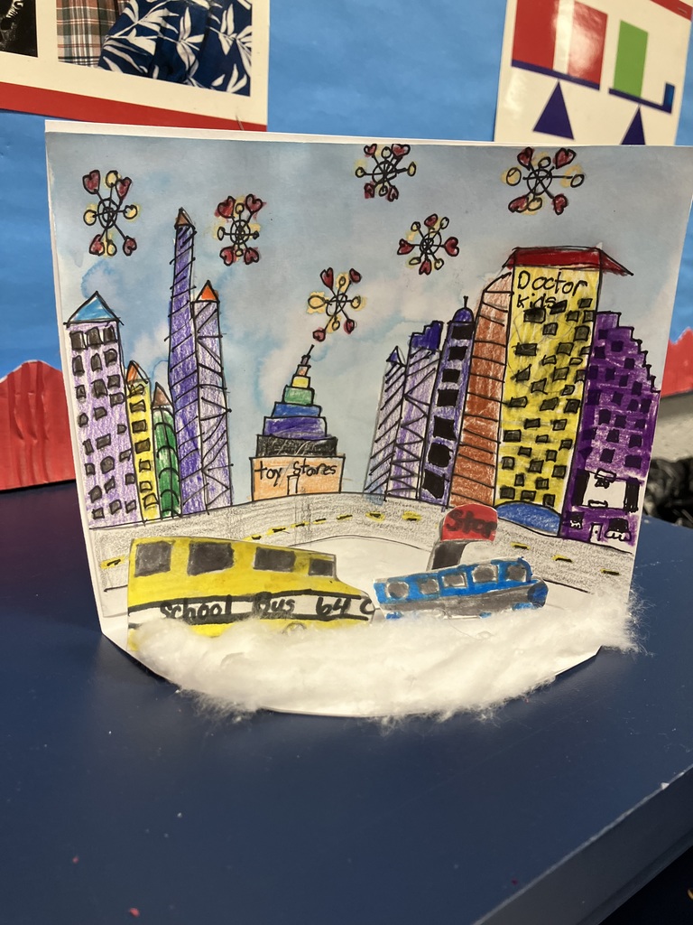 After the Holiday Card Contest judging was complete, Mrs. Goode's art students used their holiday card entries to create these amazing dioramas!  Love their holiday cheer!   