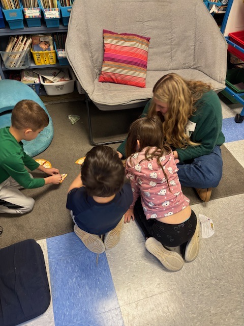 Today we had a special reader, Addie Huss. She shared, “The Night Before Christmas.” Then she stuck around to play board games with the class. 
